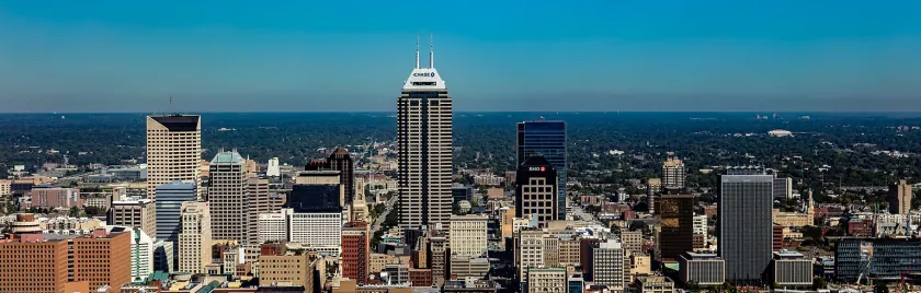 Indianapolis skyline at dusk